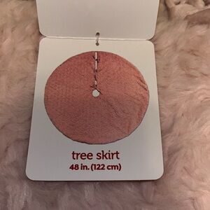 December Home Pink Fur 48” Christmas Tree Skirt with Ties
